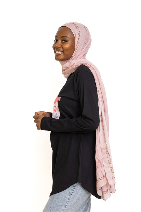 Black Printed Long - Sleeve Design 3 - Khotwh